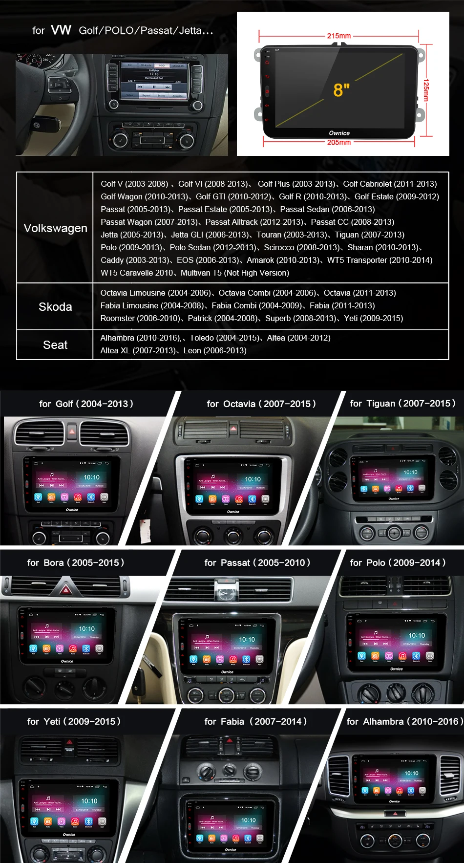 Top IPS Android 8.1 Car DVD Radio Multimedia GPS Player 2 Din For VW Volkswagen Polo Golf Passat B6 B7 CC Tiguan Jetta Skoda Seat 7