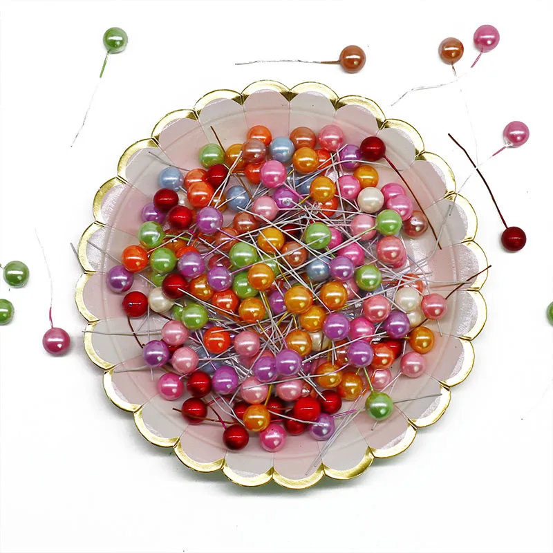 

50pcs/lot Mini Pearl Plastic Artificial Flowers Fruit Cherry Stamens for Wedding Christmas Party DIY Gift Wreaths Decoration