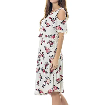 

Summer Women Pregnant Maternity Nursing Dresses White Floral Pint Breastfeeding Photography Casual Dress Clothes kleid платье