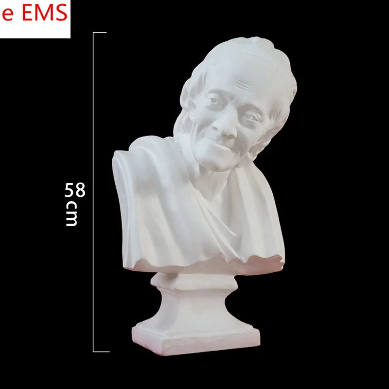 

Gypsum Francois-Marie Arouet Statue Voltaire Bust Fine Arts Teaching Aids Gypsum Art & Craft Home Decorations 58cm L2323