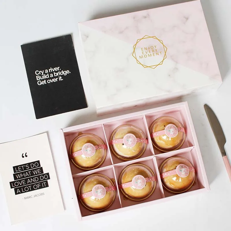

10pcs/lot pink marble wedding gift bags macarons box cookie package baking small cake box for chocolate muffin biscuit tableware