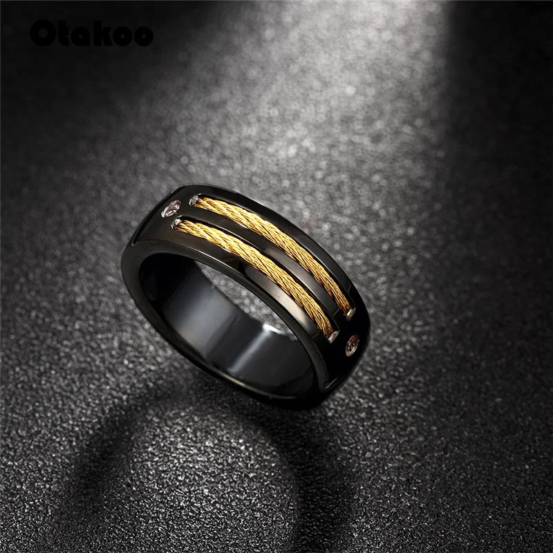 Otakoo 7 мм Нержавеющая сталь Мужской кабель провод инкрустированное кольцо Высокое