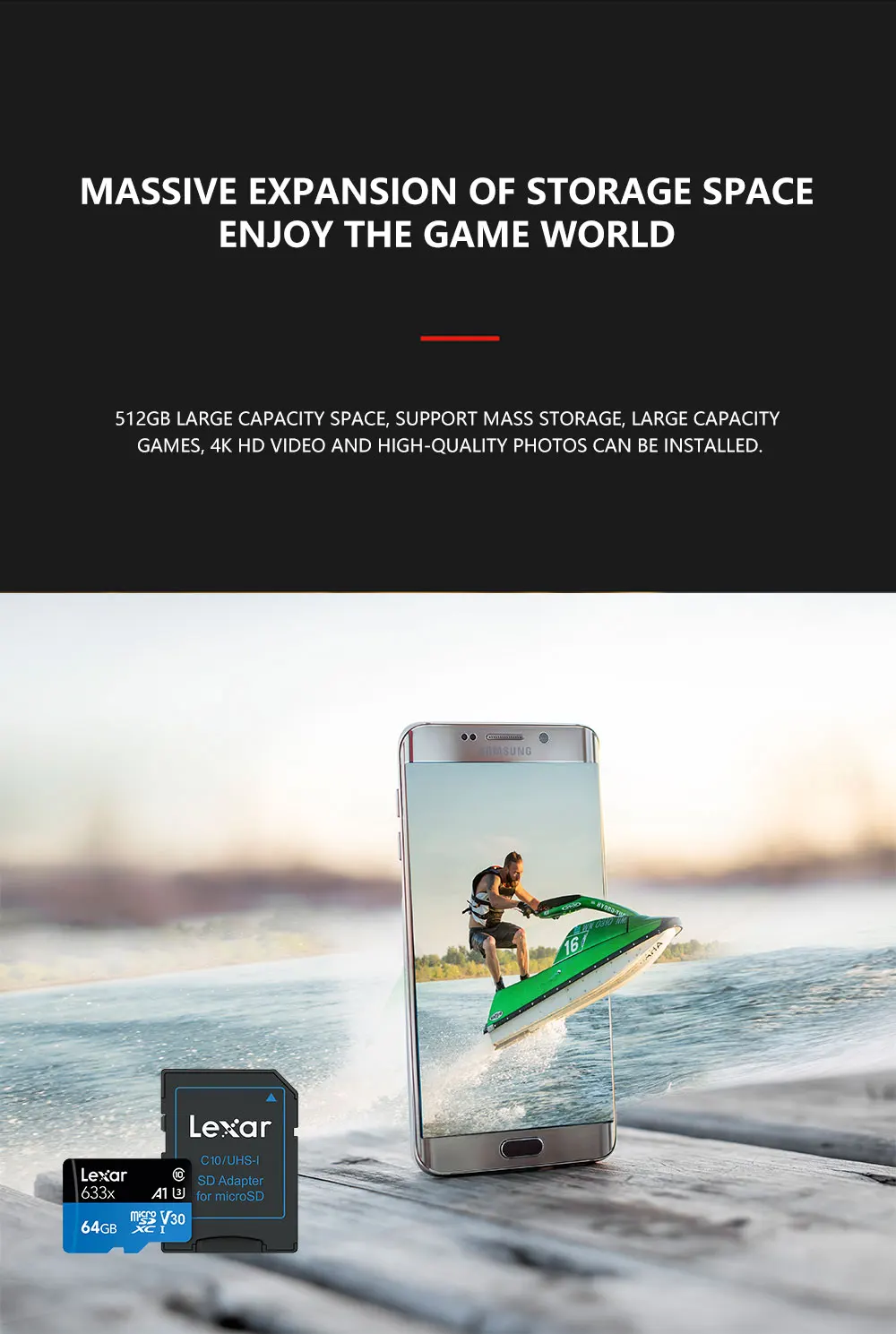 Lexar карта флэш-памяти micro sd 512gb 633x UHS-I 1 ТБ microsd для дрона Gopro Dji Sport camera SDXC Store card 32gb 64gb 128gb