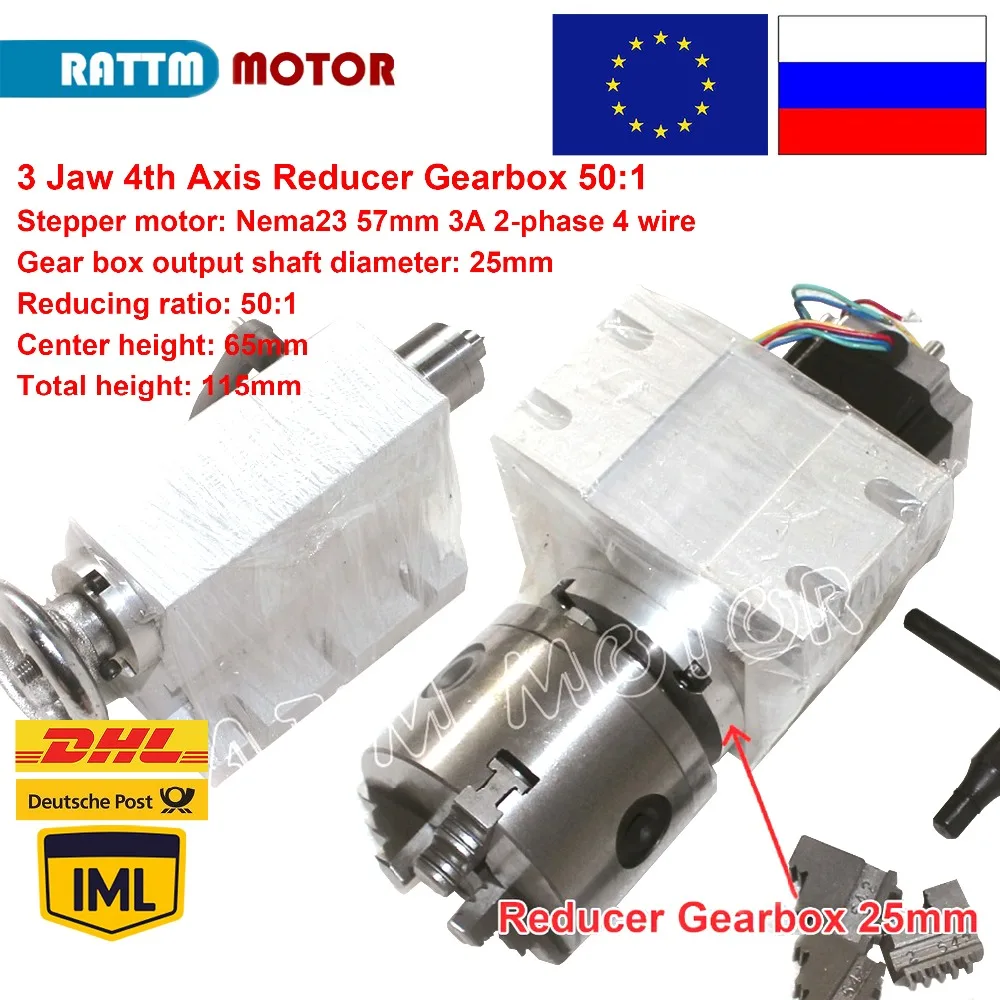 4th axis 50: 1or100: 1 K11-100mm 3 челюсти Chunk редуктор делительная головка и 65 мм Задняя штока для фрезерного станка с ЧПУ