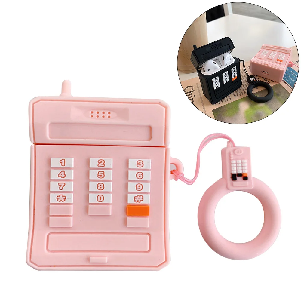 

Soft Silicone Earphone Case with Lanyard Strap for Airpods 1 2 Telephone Shape Shockproof Shell Cute Couple Headset Cover Coque