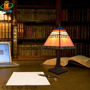 

European and American style color Spanish style small bedside lamp bedroom den Tiffany glass lamps retro lighting Read