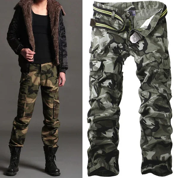 Men Pants Casual Cotton Military Army Cargo Pants Camo Pants Combat Work Pants Trousers R50 Asian
