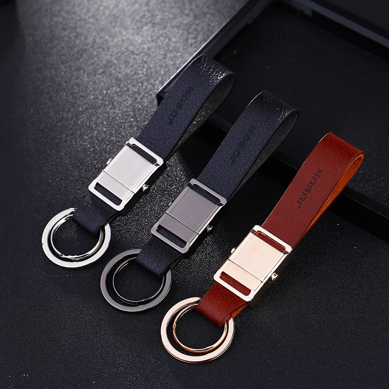 

double loops keychain key ring detachable genuine leather key chain key holder high quality portachiavi chaveiro llaveros hombre