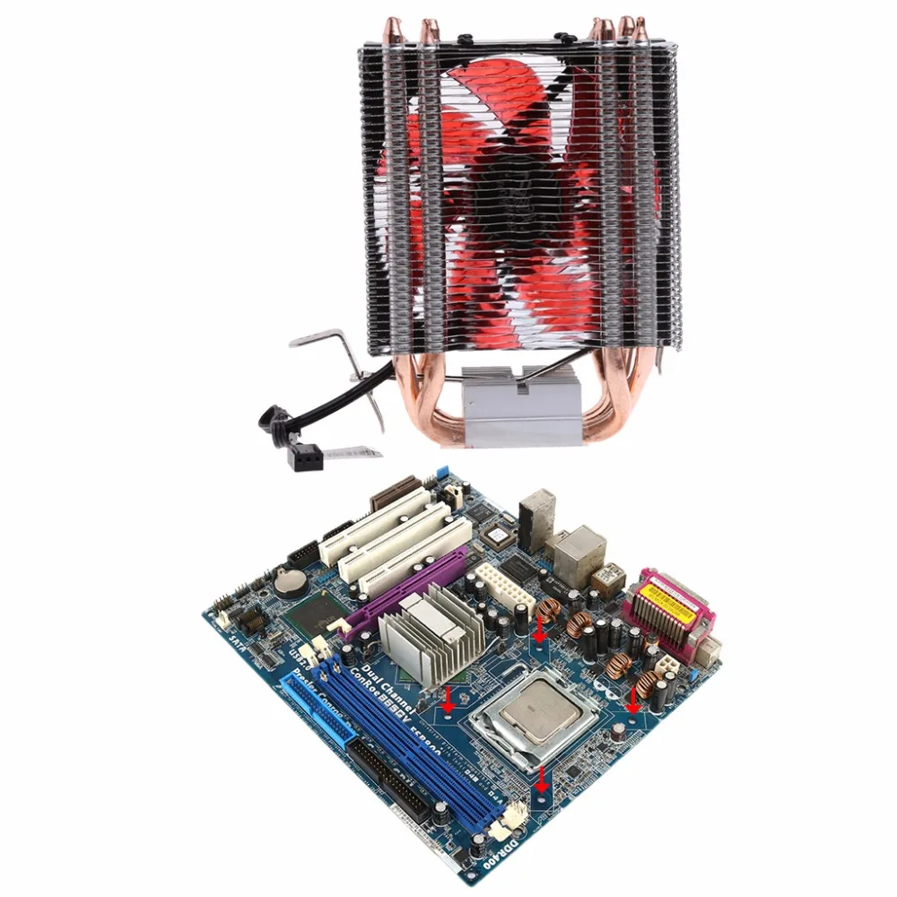 

1PC Thermal Grease + 4 Heatpipe 130W Red CPU Cooler 3-Pin Fan Heatsink For Intel LGA2011 AMD AM2 754
