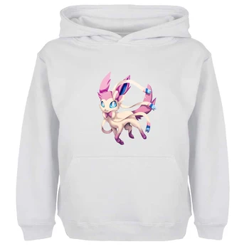 

Classic Cartoon Pokemon Sylveon Design Casual Hoodie Men Women Boy Girl Off White Cotton Unisex Sweatshirts Winter Hoody Jackets