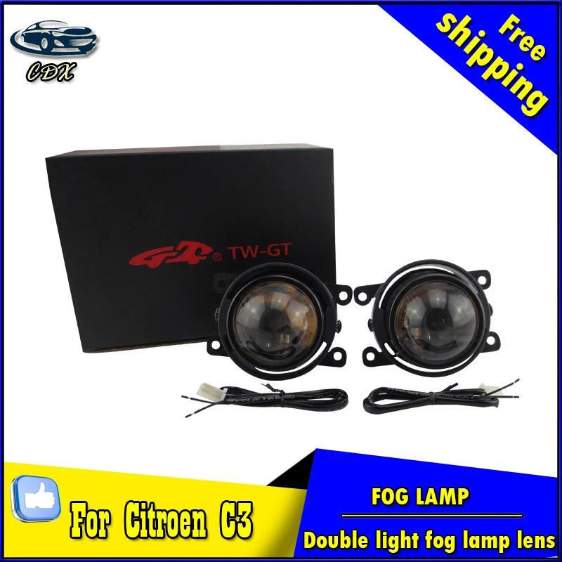 

Car Styling HID Double light lens fog lamp for Citroen C3 2001-2008 E-MARK & DOT Authentication for C3 foglight Accessories