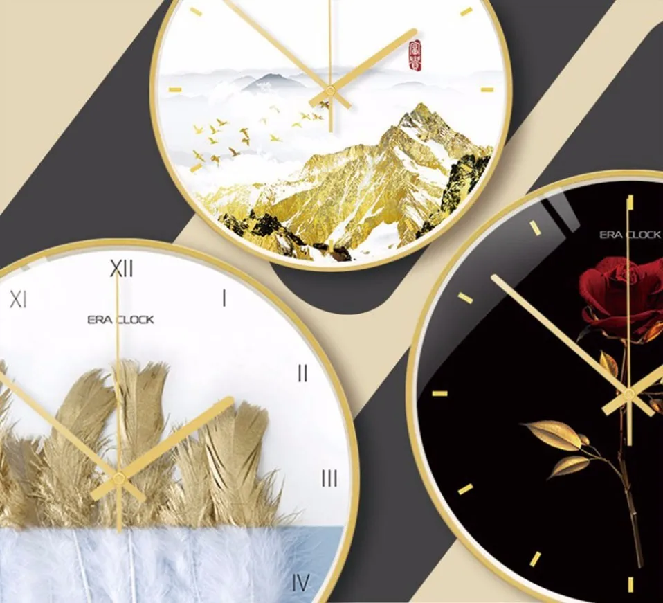 Новые 3D настенные часы бесшумные металлические Золотые круглые настенные часы Современный дизайн Роскошные бесшумные настенные часы большие размеры для дома