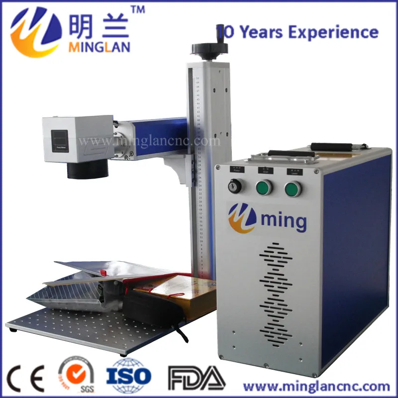 

Fiber laser marking machine small split stainless steel metal nameplate lettering cola laser engraving machine