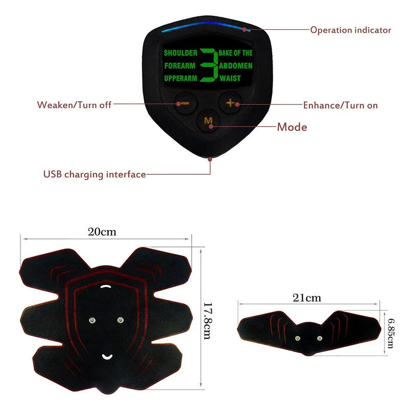 Стимулятор мышц живота Электрический Вибрационный фитнес-массажер EMS тренажер для тренажерного зала