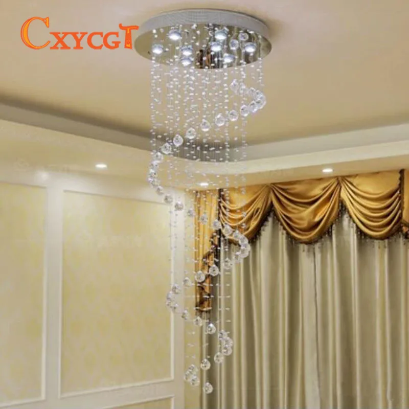 

Modern Luxury Spiral Staircase Living Room Decorated Crystal Chandelier
