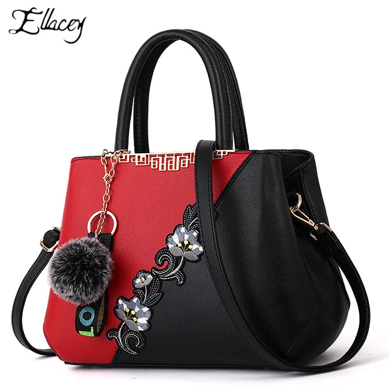 

Ellacey Brand 2019 Women Hairball Ornaments Totes Solid Sequined Handbag Hotsale Ladies Party Messenger Crossbody Shoulder Bags