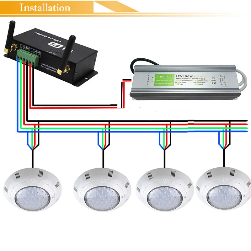 Wifi беспроводной RGB светодиодный фонарь для бассейна из смолы fil светодиодный Par56 подводный Luz Piscina IP68 12 в 18 Вт 42 Вт с радиочастотным пультом дистанционного питания 4 шт