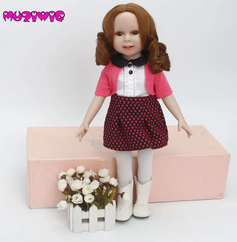 Высокотемпературные волокна средней длины спиральные глубокие парики с волнистыми волосами для куклы для 1" Высота американская кукла аксессуары 2 цвета в продаже - Цвет: brown