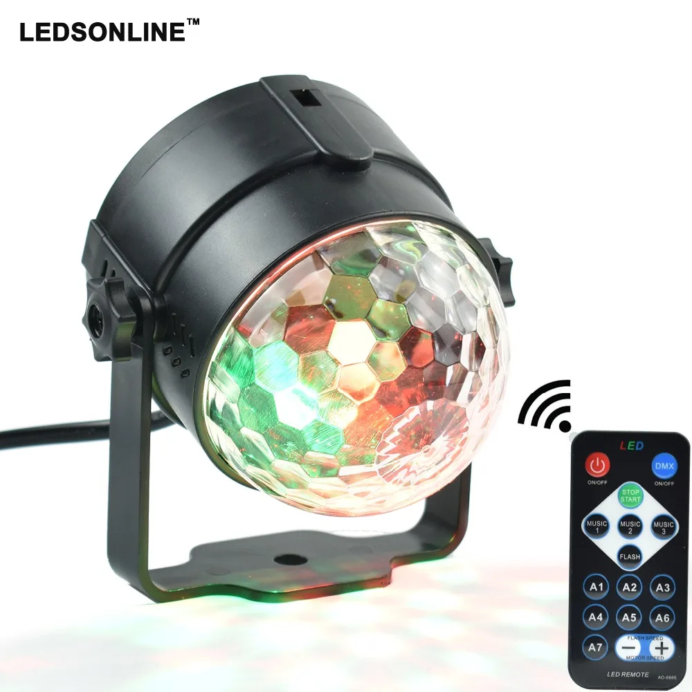 Mini 3W DJ Light RGB Color Changing Sound Actived Crystal Magic Disco