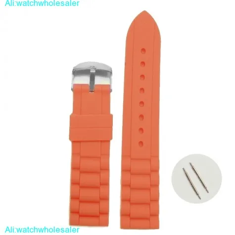 18mm Papaya Orange Silicone Jelly Rubber Ladies Watch Band Straps WB1002Y18JB