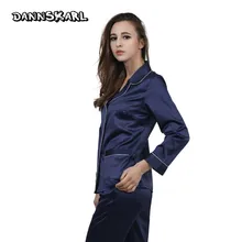 DANNSKARL, высококачественные атласные женские пижамные комплекты, С Вырезанным воротником, с длинными рукавами, топ с полноразмерными штанами, пижамы, Пижама для женщин, одежда для сна