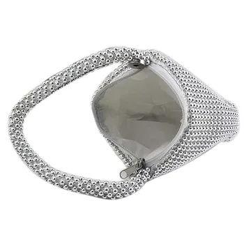 

Small Soft Body Beaded wristlet Pouch Shaped Clutch evening Bag change purse bag-Silver