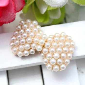 

20pcs/lot 30mm DIY Hair Accessory Bow Flower Pearl Buttons Alloy Rhinestone Decorative Button For Craft Scrapbooking Accessories