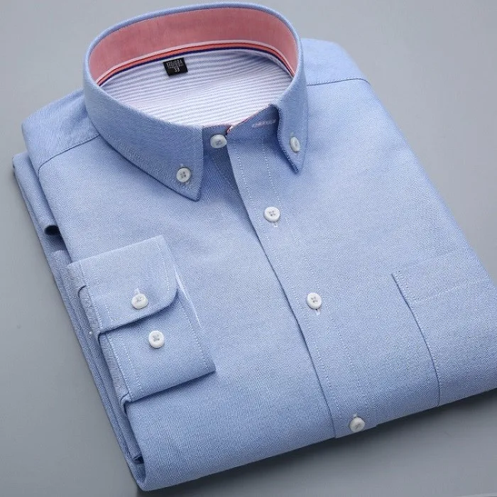 Весенняя Мужская рубашка с длинным рукавом, приталенная Мужская рубашка, оксфордская однотонная повседневная мужская рабочая одежда с карманами, рубашки Social X019