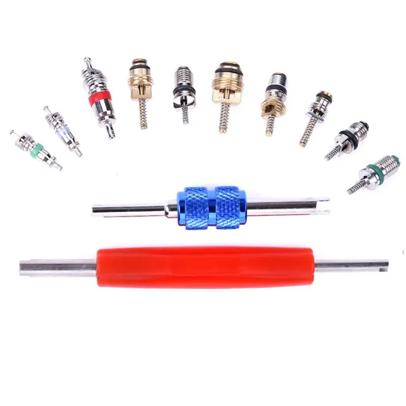 

102pcs R134A Car A/C Valve Core Accessories With 2 Removal Tools Automobile Air Conditioning Assortment Remover Kit