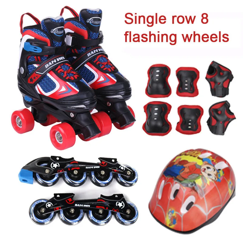 Child Single/Two offer Changable Flashing Roller Quad Skates Shoes Adjustable Slalom Inline Skating Patines En Good As SEBA IB04