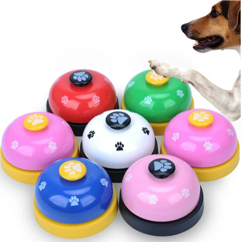 Pet Call Bell Dog Ball Shape Paws Printed Meal Feeding Educational Toys