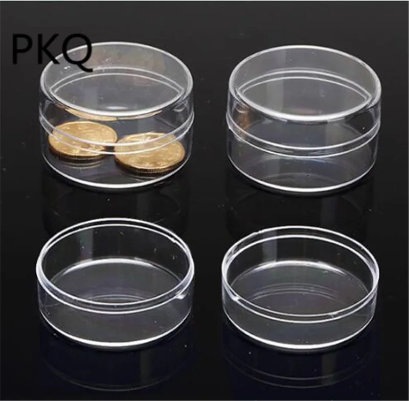 

10pcs 6 sizes Round Storage Box Transparent PS Plastic Boxes Small Gift Jewelry Box Present Display Organizer Party Favor Box