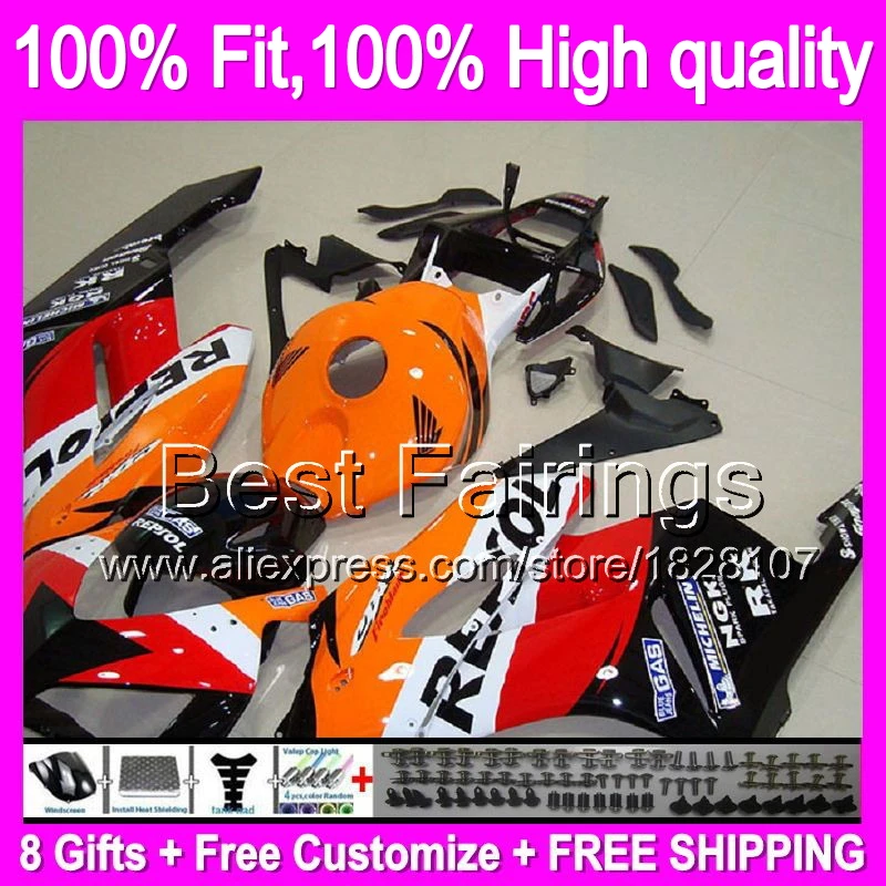 

Repsol red FairingInjection For HONDA 04-05 CBR 1000RR 1000 RR Orange blk 38B41 CBR1000 RR 04 05 CBR1000RR 2004 2005 +decal