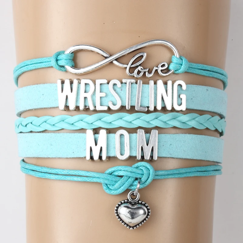 NCRHGL Бесконечность любовь Wrestling MOM браслеты сердце Шарм ручной работы pu кожаный