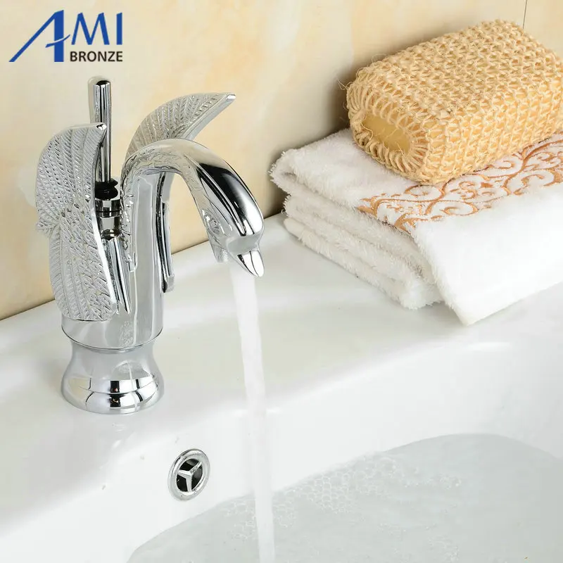 NEW bathroom basin Swan Style Chrome Polished Sink Mixer Tap Faucet B-002