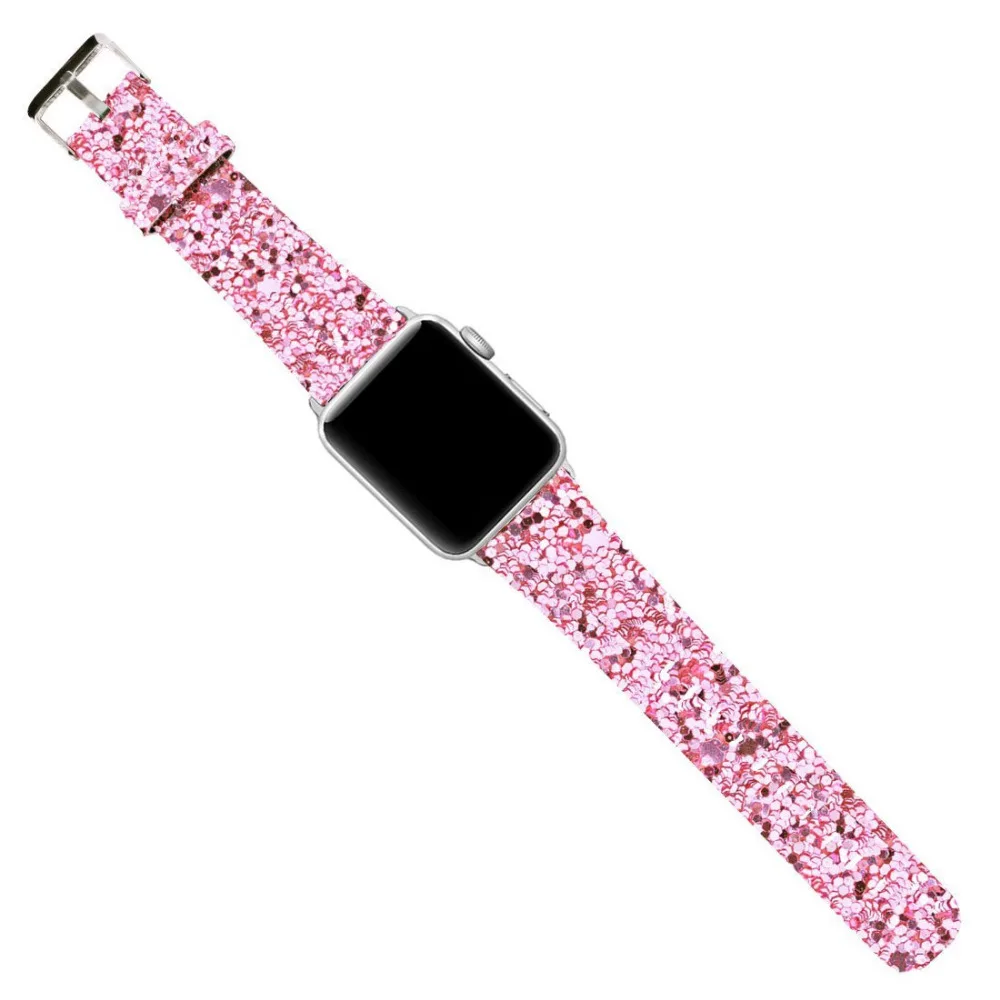 Кожаный ремешок для apple watch Band apple watch 5 4 3) 44 мм/40 мм, 42 мм, 38 мм, версия наручных часов iWatch, 5/4/3/2/1 Браслет bling Ремешок пояс