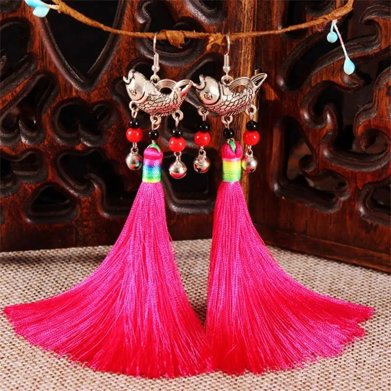 Женские серьги Yesucan длинные Винтажные с подвеской в виде рыбы|dangle drop earings|dangle