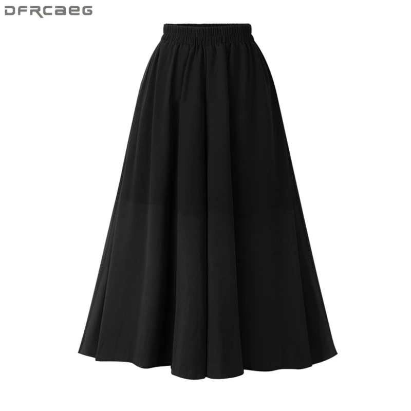 Винтажная летняя Черная Женская юбка большого размера плюс Faldas Mujer, сетчатая эластичная юбка из тюля с эластичной резинкой на талии, Однотонная юбка миди Jupe Longue