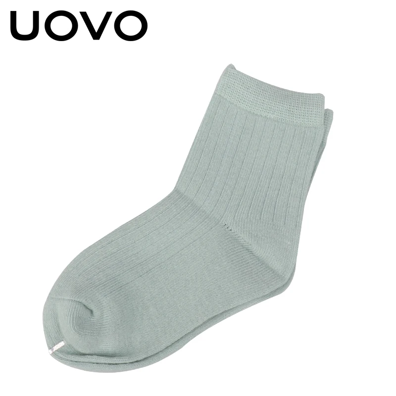 UOVO/5 пара/лот, детские носки хлопковые носки на осень и зиму однотонные универсальные детские гетры на возраст от 6 до 12 лет - Цвет: Green
