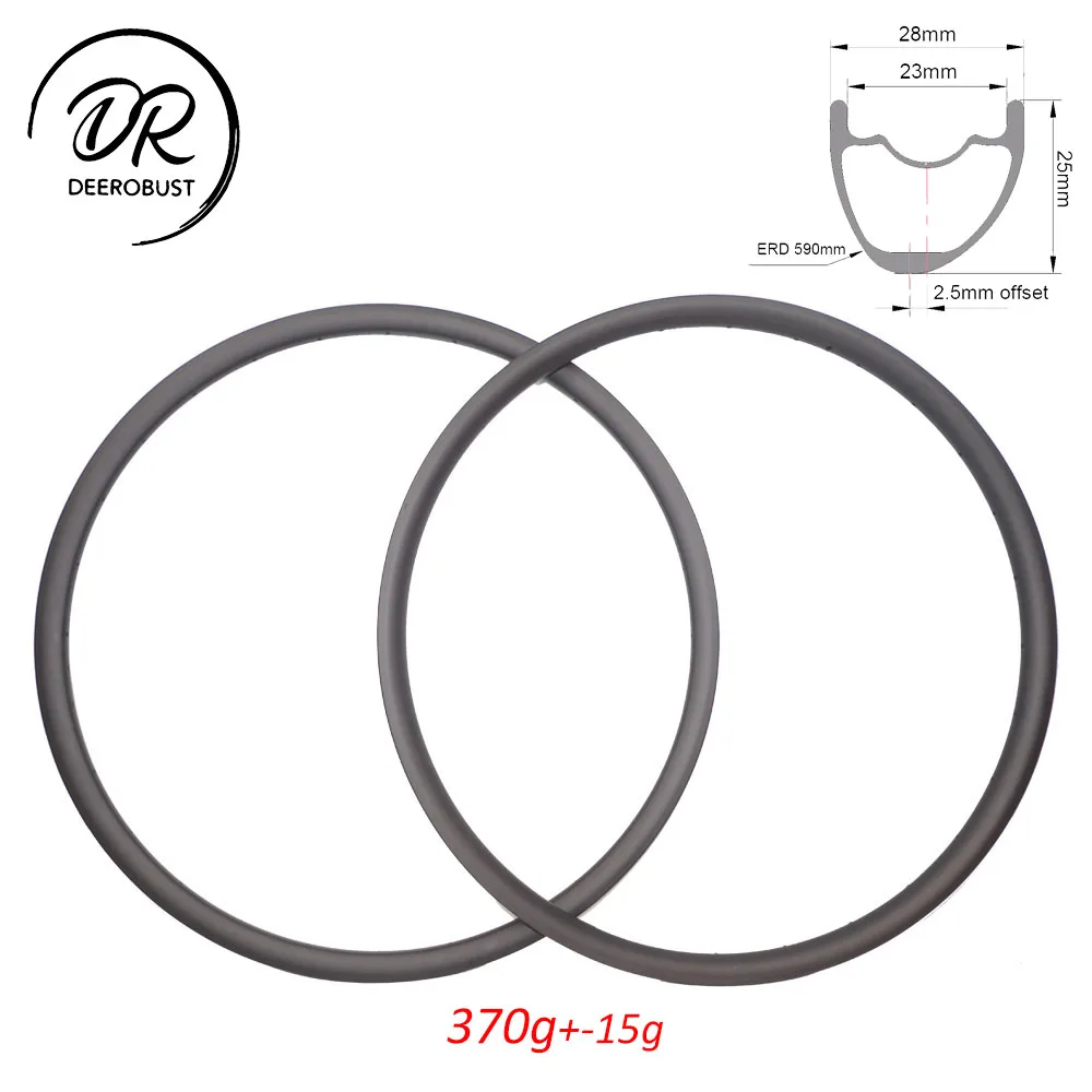 

370g 29er Asymmetric Mountain Bike Carbon Rims 25mm x 28mm XC Bicycle Wheel 29 inch MTB Hookless Tubeless Clincher UD 3K 12k