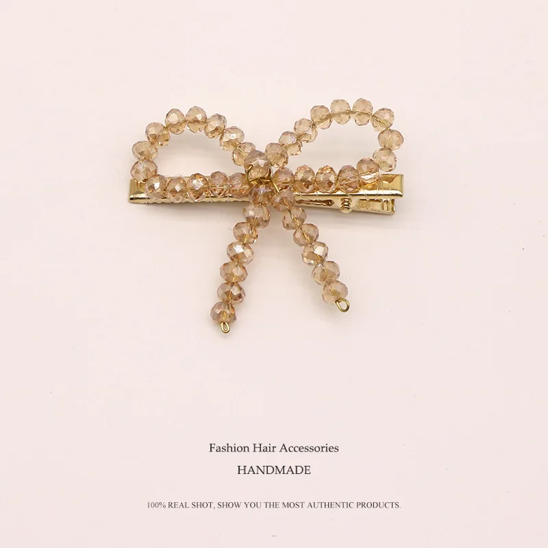 

Euhra Crystal Hair clip for women's Gold Copper bow-knot Barrettes Pink White Crystal Rosette wedding Party hair accessories