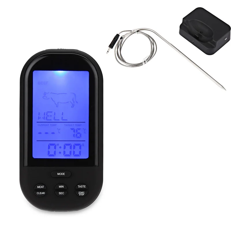 Wireless Food Cooking Thermometer Digital Barbecue Timer Sensor Probe
