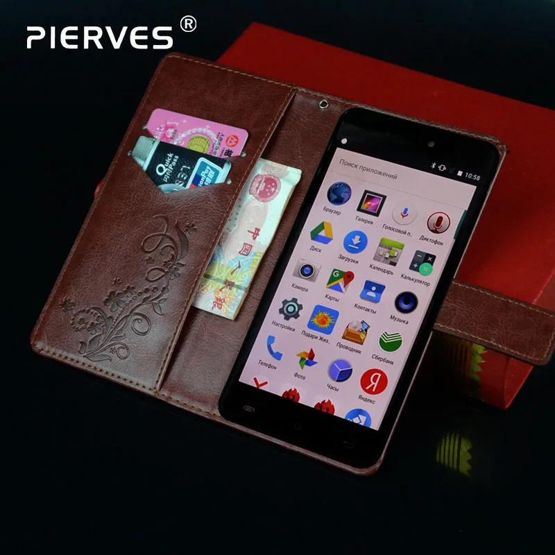 

Pierves Card Slot Wallet Leather Case Luxury filp Stand Cover for BQ BQ-5507L Iron Max