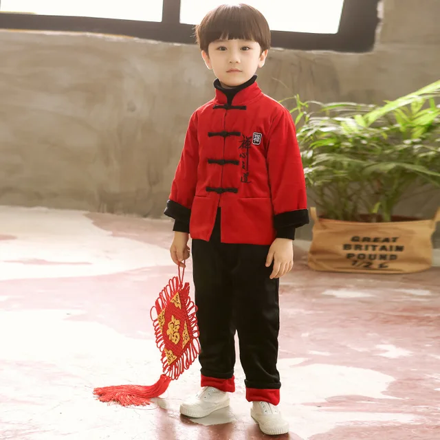 Spring autumn gorgeous embroidered children ancient chinese costume Baby Chinese New Year Clothes Kids Winter Greatcoat Christmas Clothes