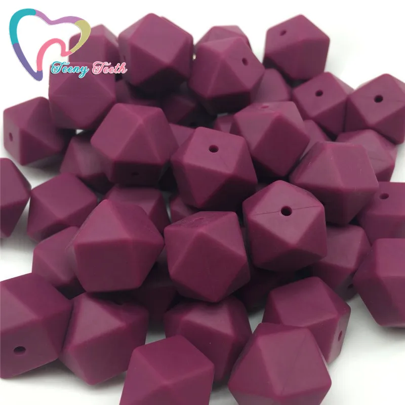 

Teeny Teeth 10PCS Red Wine Hexagon Loose Silicone Beads Baby Teething Necklace Silicone Beads For Baby Toys BPA Safe Loose Beads