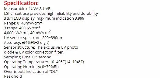 UV340B Карманный УФ-излучение метр UVA и UVB Мера тестер интенсивность ультрафиолетовых УФ-детектор Light Meter Люкс метр