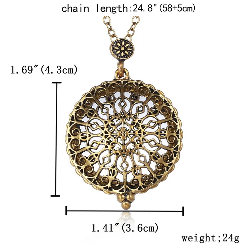 Retro Antique Statement Necklace Shellhard Crystal Cat Magnifying Glass Pendant Long Chain Necklace Fashion Jewelry For Women