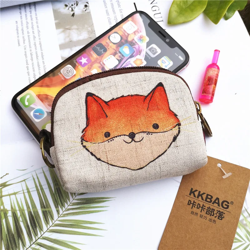 Милый короткий кошелек Женский винтажный холщовый Дамский клатч с держателем