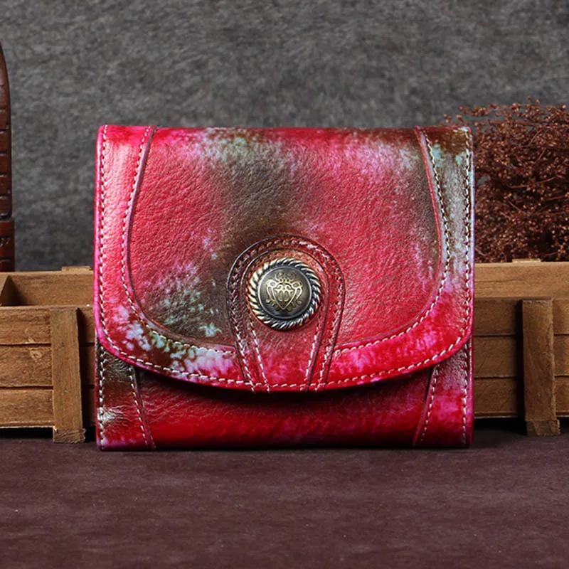 

2019 Colourful Cowhide Wallets Buckle Genuine Leather Bag Purses Women Short Clutch Lady Wallet Card Holder Birthday Present