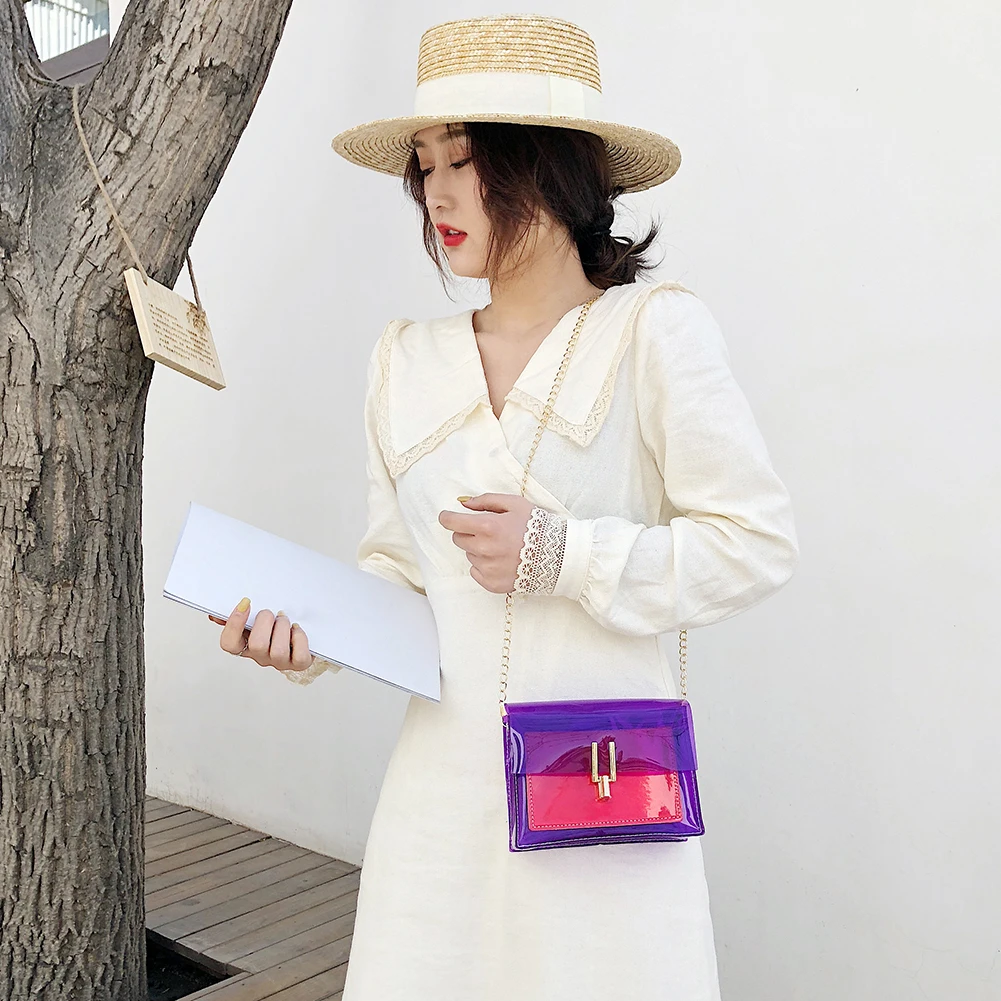 المرأة حقيبة كتف الأزياء الليزر شفافة PVC Crossbody الصيف جديد حقيبة ساع Sac دوس Bolsas الأنثوية موهير Sac